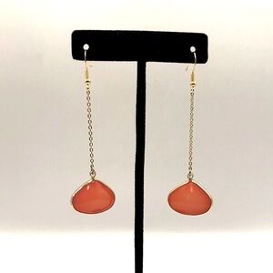 Chic Gold-Tone and Coral Acrylic Drop Earrings